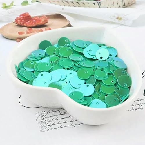 10 g (1000 Stück) 6 mm flache, runde Pailletten, zum Nähen, für Hochzeiten, Bastelarbeiten, PVC-Pailletten-Konfetti für Kleidungszubehör mit 1 seitlichen Loch, AB Dunkelgrün von OXFYY
