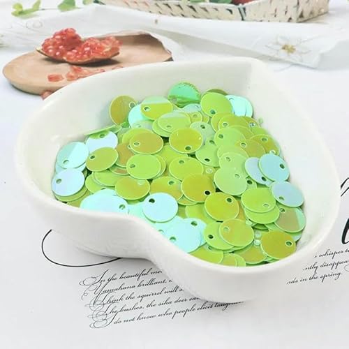 10 g (1000 Stück) 6 mm flache, runde Pailletten, zum Nähen, für Hochzeiten, Bastelarbeiten, PVC-Pailletten-Konfetti für Kleidungszubehör mit 1 seitlichen Loch, AB hellgrün von OXFYY