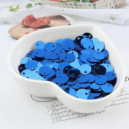 10 g (1000 Stück) 6 mm flache, runde Pailletten, zum Nähen, für Hochzeiten, Bastelarbeiten, PVC-Pailletten-Konfetti für Kleidungszubehör mit 1 seitlichen Loch, Dunkelblau von OXFYY