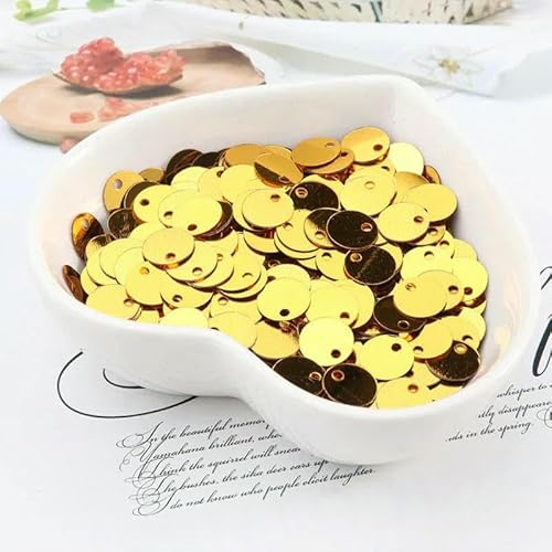 10 g (1000 Stück) 6 mm flache, runde Pailletten, zum Nähen, für Hochzeiten, Bastelarbeiten, PVC-Pailletten-Konfetti für Kleidungszubehör mit 1 seitlichen Loch, Dunkelgold von OXFYY