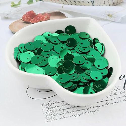 10 g (1000 Stück) 6 mm flache, runde Pailletten, zum Nähen, für Hochzeiten, Bastelarbeiten, PVC-Pailletten-Konfetti für Kleidungszubehör mit 1 seitlichen Loch, Dunkelgrün von OXFYY