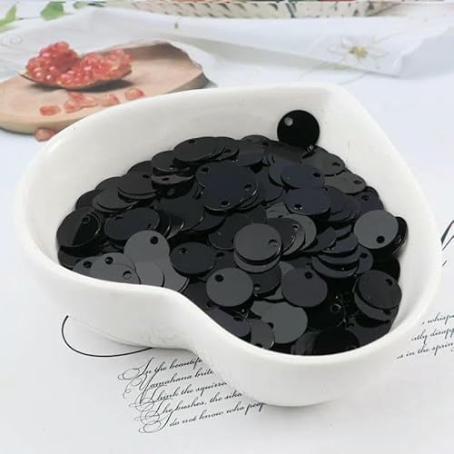 10 g (1000 Stück) 6 mm flache, runde Pailletten, zum Nähen, für Hochzeiten, Bastelarbeiten, PVC-Pailletten-Konfetti für Kleidungszubehör mit 1 seitlichen Loch, Schwarz von OXFYY