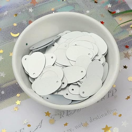 10 g (120 Stück)/Packung 12 x 20 mm ovale, eiförmige Pailletten, flaches PVC-Nähhandwerk mit seitlichem Loch, Bauchtanz-Kleidungsstück, DIY-Zubehör, Mattsilber von OXFYY
