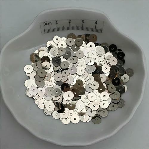 10 g Silberbasis 3,0 mm 4,0 mm 5 mm 6 mm 8 mm flache runde Pailletten Glitzer-Pailletten für Kleidung, Schuhe, Kinder, DIY, Basteln, handgefertigtes von OXFYY
