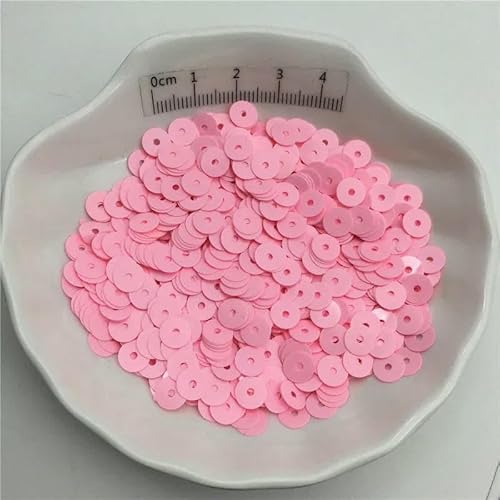 10 g einfarbige 4,0 mm 6 mm flache PVC-Pailletten, Glitzer-Pailletten für Kleidung, Hüte, Schuhe, Kinder-DIY, Basteln, handgefertigtes Accessoire – einfarbig D Pink – 4,0 mm, 2000 Stück, 10 g von OXFYY