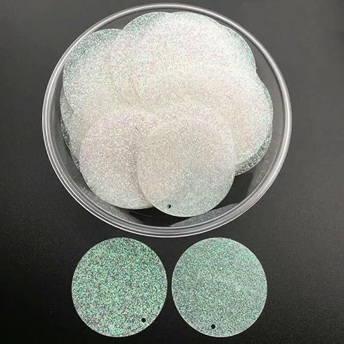 10 mm, 15 mm, 20 mm, 25 mm, 30 mm, PVC, flach, rund, lose Pailletten, zum Nähen, für Hochzeiten, Bastelzubehör mit 1 seitlichem Loch, Glitzerweiß, 30 mm, 36 Stück, 10 g von OXFYY