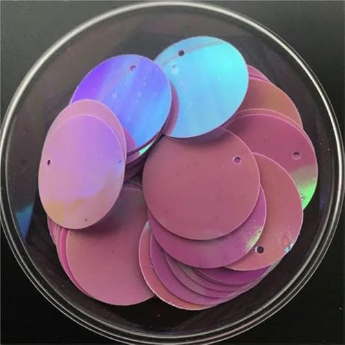 10 mm, 15 mm, 20 mm, 25 mm, 30 mm, PVC, flach, rund, lose Pailletten, zum Nähen, für Hochzeiten, Bastelzubehör mit 1 seitlichen Loch, AB Lila, 30 mm, 36 Stück, 10 g von OXFYY