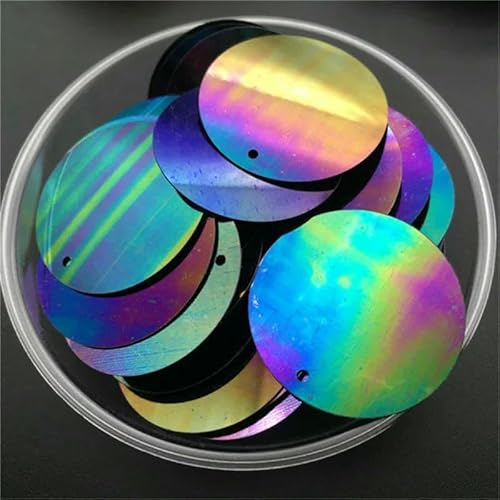 10 mm, 15 mm, 20 mm, 25 mm, 30 mm, PVC, flach, rund, lose Pailletten, zum Nähen, für Hochzeiten, Bastelzubehör mit 1 seitlichen Loch, AB Schwarz, 320–20 mm, 96 Stück, 10 g von OXFYY