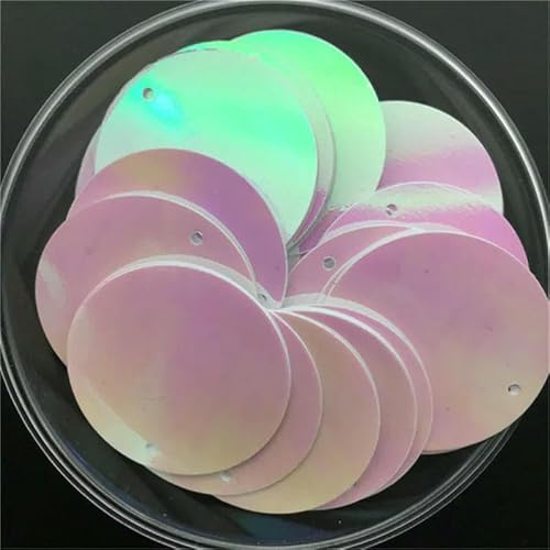 10 mm, 15 mm, 20 mm, 25 mm, 30 mm, PVC, flach, rund, lose Pailletten, zum Nähen, für Hochzeiten, Bastelzubehör mit 1 seitlichen Loch, AB Weiß, 20 mm, 96 Stück, 10 g von OXFYY