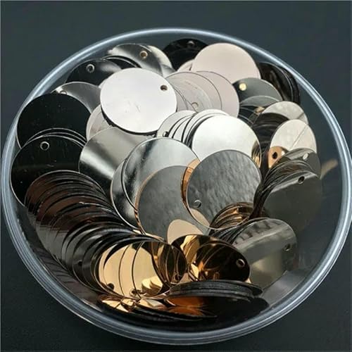 10 mm, 15 mm, 20 mm, 25 mm, 30 mm, PVC, flach, rund, lose Pailletten, zum Nähen, für Hochzeiten, Bastelzubehör mit 1 seitlichen Loch, Champagner, 20 mm, 96 Stück, 10 g 10 mm, 15 mm, 20 mm, 25 mm, 30 mm, PVC, flach, rund, lose Pailletten, zum Nähen, für Hochzeiten, Bastelzubehör mit 1 seitlichen Loch, Champagner, 20 mm, 96 Stück, 10 g von OXFYY