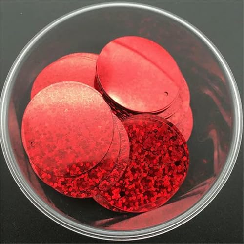 10 mm, 15 mm, 20 mm, 25 mm, 30 mm, PVC, flache, runde, lose Pailletten, zum Nähen, für Hochzeiten, Bastelzubehör mit 1 seitlichen Loch,rot, 15 mm, 180 Stück, 10 g von OXFYY