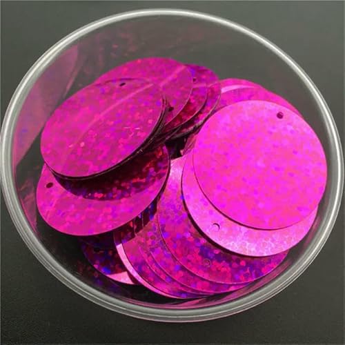 10 mm, 15 mm, 20 mm, 25 mm, 30 mm, PVC, flache, runde, lose Pailletten, zum Nähen, für Hochzeiten, Bastelzubehör mit 1 seitlichen Loch – L-Fuchsia – 10 mm, 400 Stück, 10 g von OXFYY