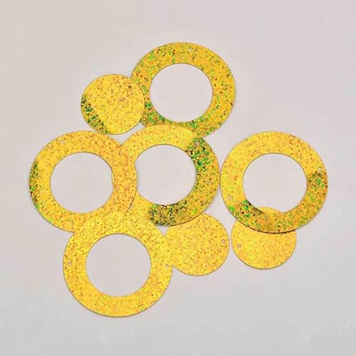100 g 75 x 50 mm Blatt-PVC-Nähen, große Pailletten, flache, Scrapbooking-Pailletten für Heimdekoration, DIY-Bastelarbeiten, 50 mm Gold2 Kreis von OXFYY