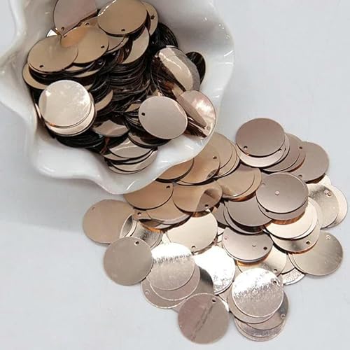 2 cm matte, champagnerfarbene, silberne, große, runde Pailletten, flache, lose PVC-Pailletten, Nähzubehör mit seitlichem Loch, mattes Finish, 10 g, champagnerfarben 2 cm matte, champagnerfarbene, silberne, große, runde Pailletten, flache, lose PVC-Pailletten, Nähzubehör mit seitlichem Loch, mattes Finish, 10 g, champagnerfarben von OXFYY
