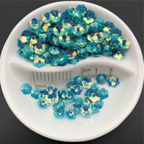 20 g, 5 mm, 6 mm, 8 mm, Cup Plum Blossom, lose goldene Pailletten, zum Nähen von Kleidern, Schuhen/Hüten/Kinderkleidung, DIY-Zubehör – Goldblau, 1 Seite, 150 g, 5 mm von OXFYY