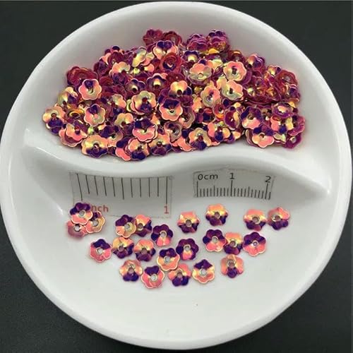20 g, 5 mm, 6 mm, 8 mm, Cup Plum Blossom, lose goldene Pailletten, zum Nähen von Kleidern, Schuhen/Hüten/Kinderkleidung, DIY-Zubehör – Golden Fuchsia – 150 g, 8 mm von OXFYY