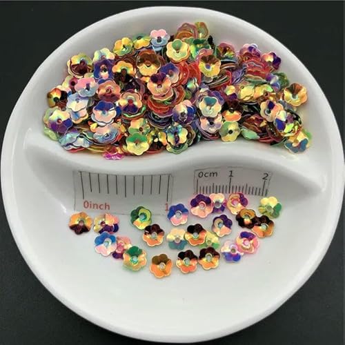 20 g, 5 mm, 6 mm, 8 mm, Cup Plum Blossom, lose goldene Pailletten, zum Nähen von Kleidern, Schuhen/Hüten/Kinderkleidung, DIY-Zubehör – Golden Mix – 150 g, 5 mm von OXFYY