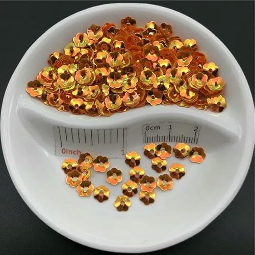 20 g, 5 mm, 6 mm, 8 mm, Cup Plum Blossom, lose goldene Pailletten, zum Nähen von Kleidern, Schuhen/Hüten/Kinderkleidung, DIY-Zubehör – Golden Orange – 150 g, 6 mm von OXFYY