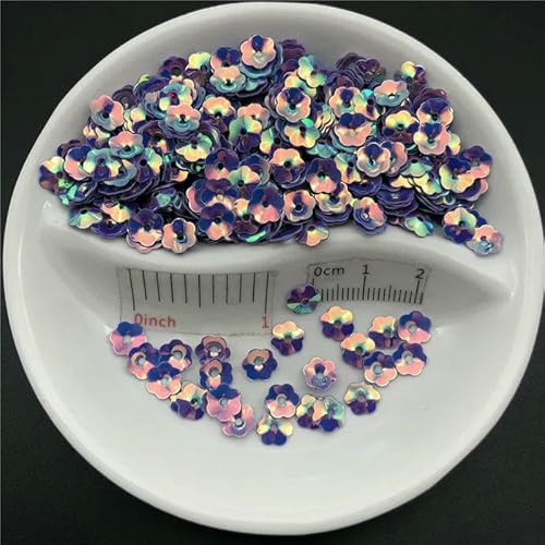 20 g, 5 mm, 6 mm, 8 mm, Cup Plum Blossom, lose goldene Pailletten, zum Nähen von Kleidern, Schuhen/Hüten/Kinderkleidung, DIY-Zubehör – Golden Purple – 150 g, 6 mm von OXFYY