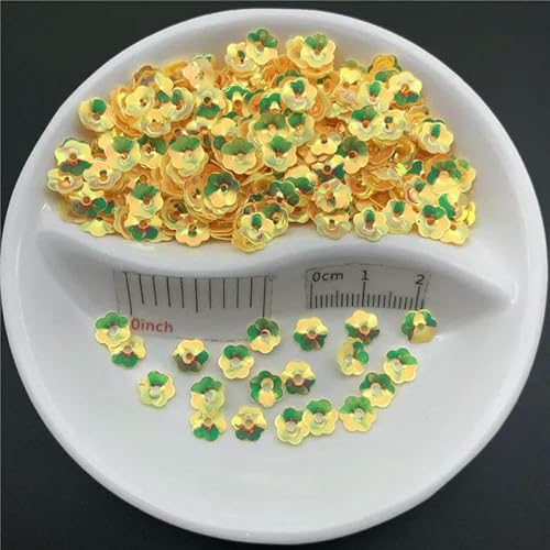 20 g, 5 mm, 6 mm, 8 mm, Cup Plum Blossom, lose goldene Pailletten, zum Nähen von Kleidern, Schuhen/Hüten/Kinderkleidung, DIY-Zubehör – Goldgelb – 150 g, 5 mm von OXFYY