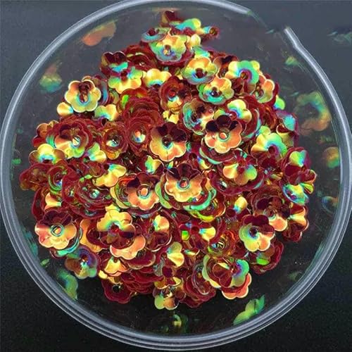 20 g, 5 mm, 6 mm, 8 mm, Cup Plum Blossom, lose goldene Pailletten, zum Nähen von Kleidern, Schuhen/Hüten/Kinderkleidung, DIY-Zubehör – Goldrot 8 mm – 150 g, 6 mm von OXFYY