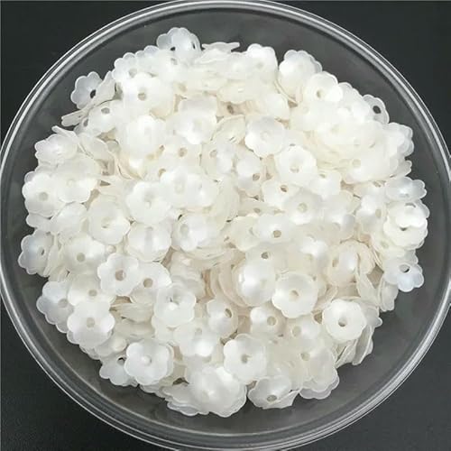 20 g, 5 mm, 6 mm, 8 mm, Cup Plum Blossom, lose goldene Pailletten, zum Nähen von Kleidern, Schuhen/Hüten/Kinderkleidung, DIY-Zubehör – mattweiß – 150 g, 8 mm von OXFYY