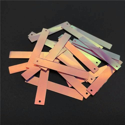 288/960 Stück 6 x 40 mm große rechteckige Stange mit einem Loch, flache Pailletten zum Nähen, für Hochzeitsbasteln, für Damen und Kinder, DIY-Kleidungszubehör, Goldrosa, 100 g, 960 Stück von OXFYY