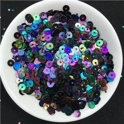 3,0 mm, 4,0 mm, 5 mm, 6 mm, flache, runde, lose PVC-Pailletten, Nähhandwerk für Hochzeitsdekoration, Kleidungsstück, Kleider, Schuhkappen, DIY-Zubehör, AB Schwarz 320–2 mm, 4000 Stüc von OXFYY