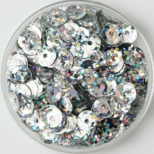 3,0 mm/4,0 mm/5 mm/6 mm/Pailletten, konkav, rund, lose, zum Basteln, Nähen, Kleidung, Dekoration, DIY-Zubehör, Pailletten, 10 g/20 g/50, Silber, 5 mm 3,0 mm/4,0 mm/5 mm/6 mm/Pailletten, konkav, rund, lose, zum Basteln, Nähen, Kleidung, Dekoration, DIY-Zubehör, Pailletten, 10 g/20 g/50, Silber, 5 mm von OXFYY