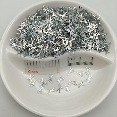30 g/Los 7 mm Schere Lose Pailletten Glitzer Pailletten für DIY Nagel Handwerk, Basteln, Hochzeitsdekoration Konfetti - Silber - 150 g von OXFYY
