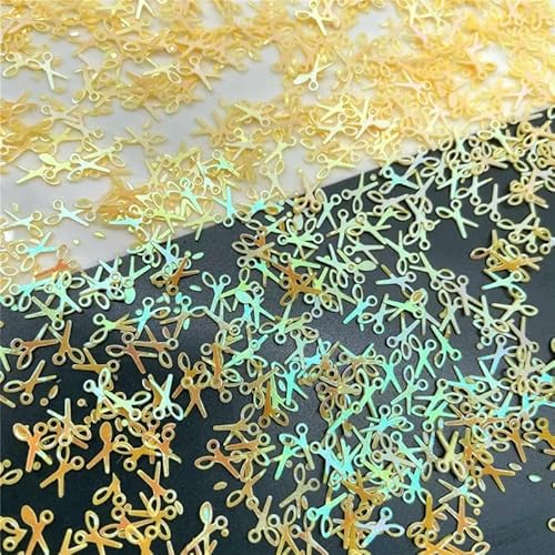 30 g/Los 7 mm Schere Lose Pailletten Glitzer Pailletten für DIY Nagelkunst, Basteln, Hochzeitsdekoration Konfetti -AB Gelb-150 g von OXFYY