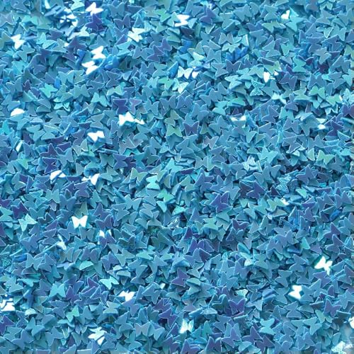 30 g Nagel-Pailletten, solide Schmetterlings für Nagelkunst, Hochzeitsdekor-Konfetti, Nagelkunst-Herz-Pailletten, Blau, 3 x 3,5 mm, 30 g von OXFYY