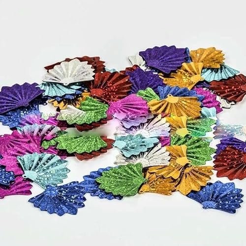 35 × 37 mm fächerförmige Perlen Pailletten DIY handgefertigte Kleidung Zubehör Material Party Dekoration Pailletten-Mix von OXFYY