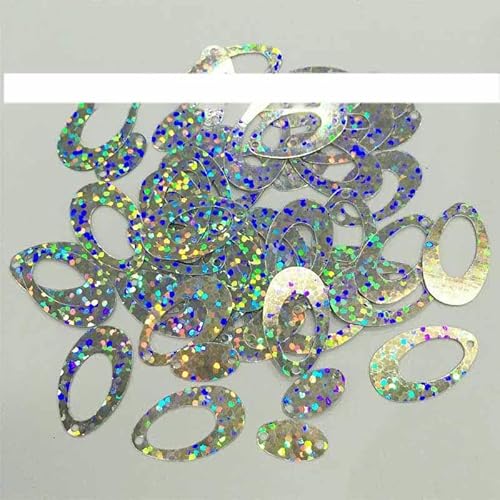 350 Stück 22 x 14,0 mm, kleine Größe, hohle Eierform, lose Pailletten, Basteln, Nähen, Damen, Kinder, DIY, Bekleidungszubehör, Silber, 50 g von OXFYY