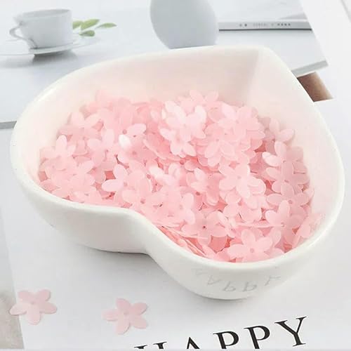 3D-Blumen-Pailletten, matt, 10 mm, Tasse, fünfblättrige Pflaumenpailletten, PVC-Gitter, Pailletten zum Nähen von Hochzeitskleidern, Zubehör, 300 Stück, matt, Hellrosa von OXFYY