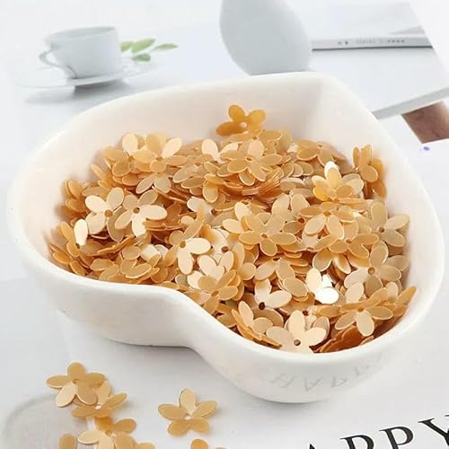 3D-Blumen-Pailletten, matt, 10 mm, Tasse, fünfblättrige Pflaumenpailletten, PVC-Gitter, Pailletten zum Nähen von Hochzeitskleidern, Zubehör, 300 Stück, mattes Khaki von OXFYY