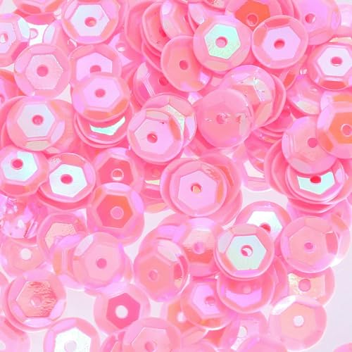 4,0 mm, 6 mm, 7 mm, Pailletten, lose, runde Cup-Pailletten, Glitzer zum Nähen, Nagelkunst, Basteln, AB Pink, 7 mm, 5 g, 350 Stück 4,0 mm, 6 mm, 7 mm, Pailletten, lose, runde Cup-Pailletten, Glitzer zum Nähen, Nagelkunst, Basteln, AB Pink, 7 mm, 5 g, 350 Stück von OXFYY