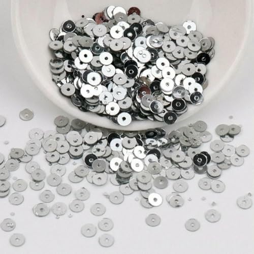 4,0 mm 5 mm 6 mm PVC-Pailletten mit rundem Loch, silberne Unterseite, Perlen, DIY, handgenäht, bestickt, lose Perlen-Pailletten, Punkt -YDJG02-6 mm 1000 Stück von OXFYY