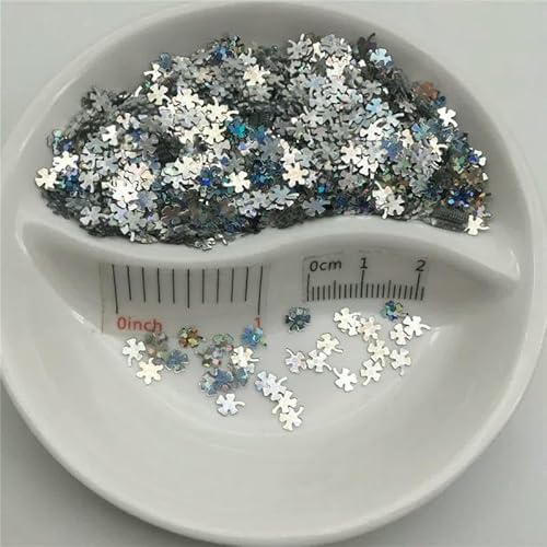 4,0 mm lose PVC-Pailletten für Nagelkunst, Maniküre, Hochzeitskonfetti, Zubehör für Ornamente/Bastelarbeiten, Silber, 150 g von OXFYY