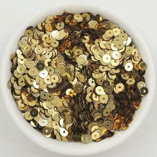 5 g/4,0 mm runde Pailletten, Basteln, Glitzer, Costura, Nähen, Handarbeit, Dekoration, Konfetti, DIY, Lentejuela, Brillos, Paillettes, Zubehör, Gold, 4,0 mm von OXFYY
