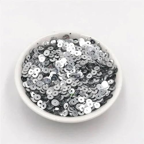 5 g/4,0 mm runde Pailletten, Basteln, Glitzer, Costura, Nähen, Handarbeit, Dekoration, Konfetti, DIY, Lentejuela, Brillos, Paillettes, Zubehör, Silber, 4,0 mm von OXFYY