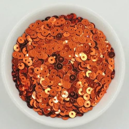 5 g/4,0 mm runde Pailletten, Basteln, Glitzer, Costura, Nähen, Handarbeit, Dekoration, Konfetti, DIY, Lentejuela, Brillos, Paillettes, Zubehör, orange, 4,0 mm von OXFYY