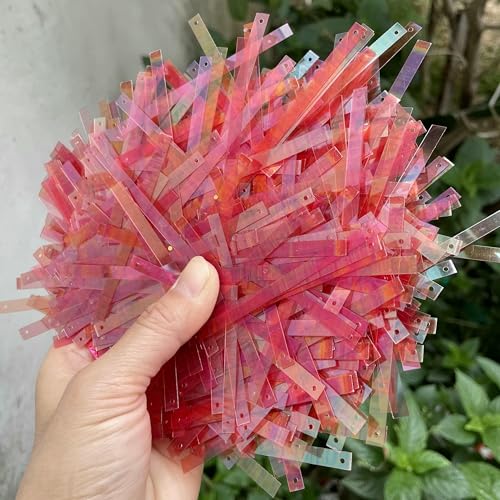 5 x 75 mm rechteckige PET-Pailletten für Quasten, Showkleidung, rechteckig, lang, 1 Loch, dekorative Pailletten für Hochzeiten, rot, 500 g 5 x 75 mm rechteckige PET-Pailletten für Quasten, Showkleidung, rechteckig, lang, 1 Loch, dekorative Pailletten für Hochzeiten, rot, 500 g von OXFYY