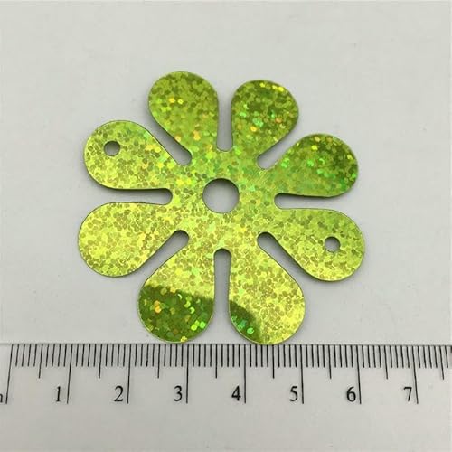 50 Stück/Los, 56 mm, flach, große Blume, zwei Löcher, lose Pailletten zum Nähen, für Hochzeiten, Basteln, Damen und Kinder, DIY-Kleidungszubehör, L Grün, 200 Stück von OXFYY