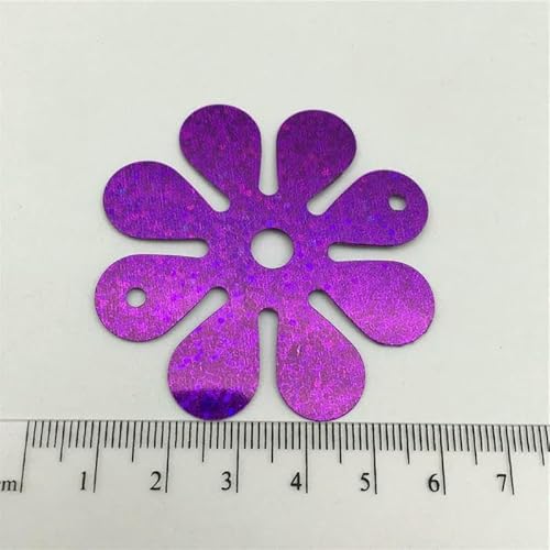 50 Stück/Los, 56 mm, flach, große Blume, zwei Löcher, lose Pailletten zum Nähen, für Hochzeiten, Basteln, Damen und Kinder, DIY-Kleidungszubehör,violett, 200 Stück von OXFYY