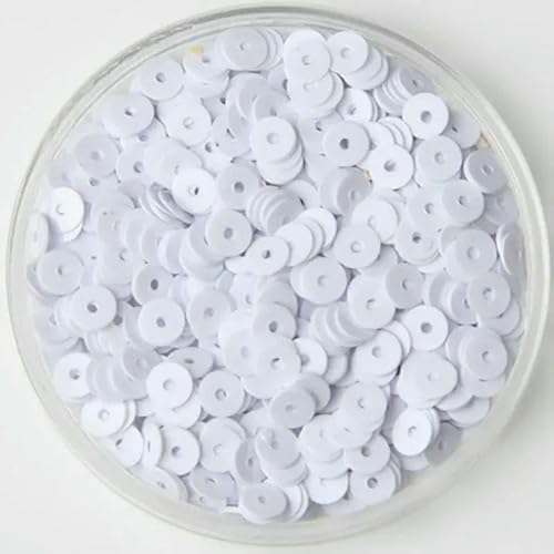 50 g/Beutel Mittelloch Porzellanfarbene Pailletten Bastelflugzeug Große runde Pailletten Kleidung/Handtaschenzubehör DIY Blatt 3/4/5/6/8/10 mm-weiß 2 von OXFYY