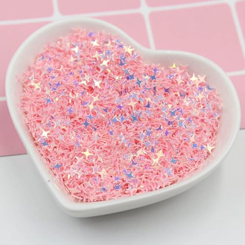 50 g/Los 4,0 mm Glitzer-Pailletten mit gekreuzten Sternen für Nagelkunst, Glitzer-Pailletten für die Maniküre von Frauen, Konfetti für Hochzeitsdekorationen-4,0 mm Glitzer-Pink von OXFYY