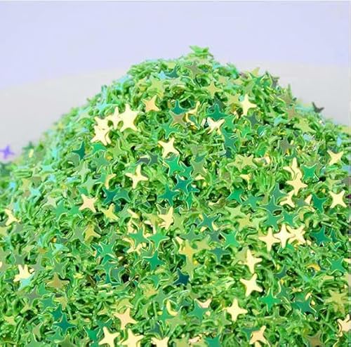 50 g/Los 4,0 mm Glitzer-Pailletten mit gekreuzten Sternen für Nagelkunst, Glitzer-Pailletten für die Maniküre von Frauen, Konfetti für Hochzeitsdekorationen-4,0 mm Glitzergrün von OXFYY