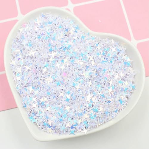 50 g/Los 4,0 mm Glitzer-Pailletten mit gekreuzten Sternen für Nagelkunst, Glitzer-Pailletten für die Maniküre von Frauen, Konfetti für Hochzeitsdekorationen-4,0 mm Glitzerweiß von OXFYY