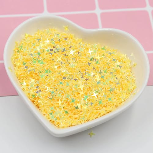 50 g/Los 4,0 mm Glitzer-Pailletten mit gekreuzten Sternen für Nagelkunst, Glitzer für die Maniküre von Frauen, Konfetti für Hochzeitsdekorationen-4,0 mm Glitzergelb von OXFYY